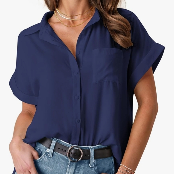 Hotouch Tops - Hotouch Navy Women's Button Down XL